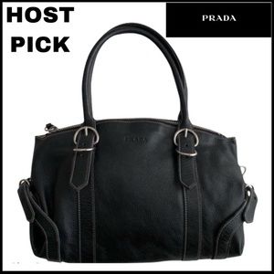 PRADA BLACK CALFSKIN WRAPPING SHOULDER BAG